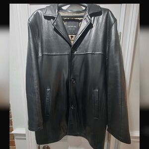 Marc New York Andrew Marc 100% Black Leather Coat Jacket -Pristine Condition